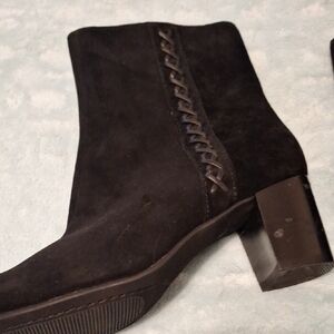Earth Black Suede Heeled Boots